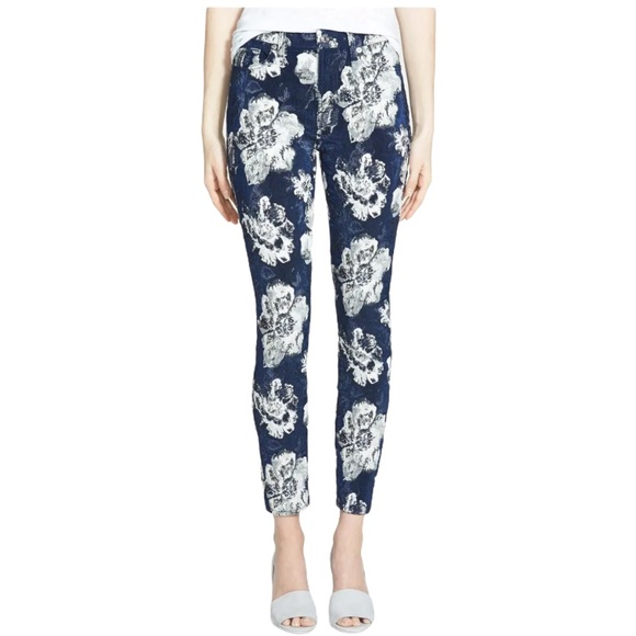 7 For All Mankind Denim - 7 FOR ALL MANKIND Floral Ankle Skinny Jeans Navy 2